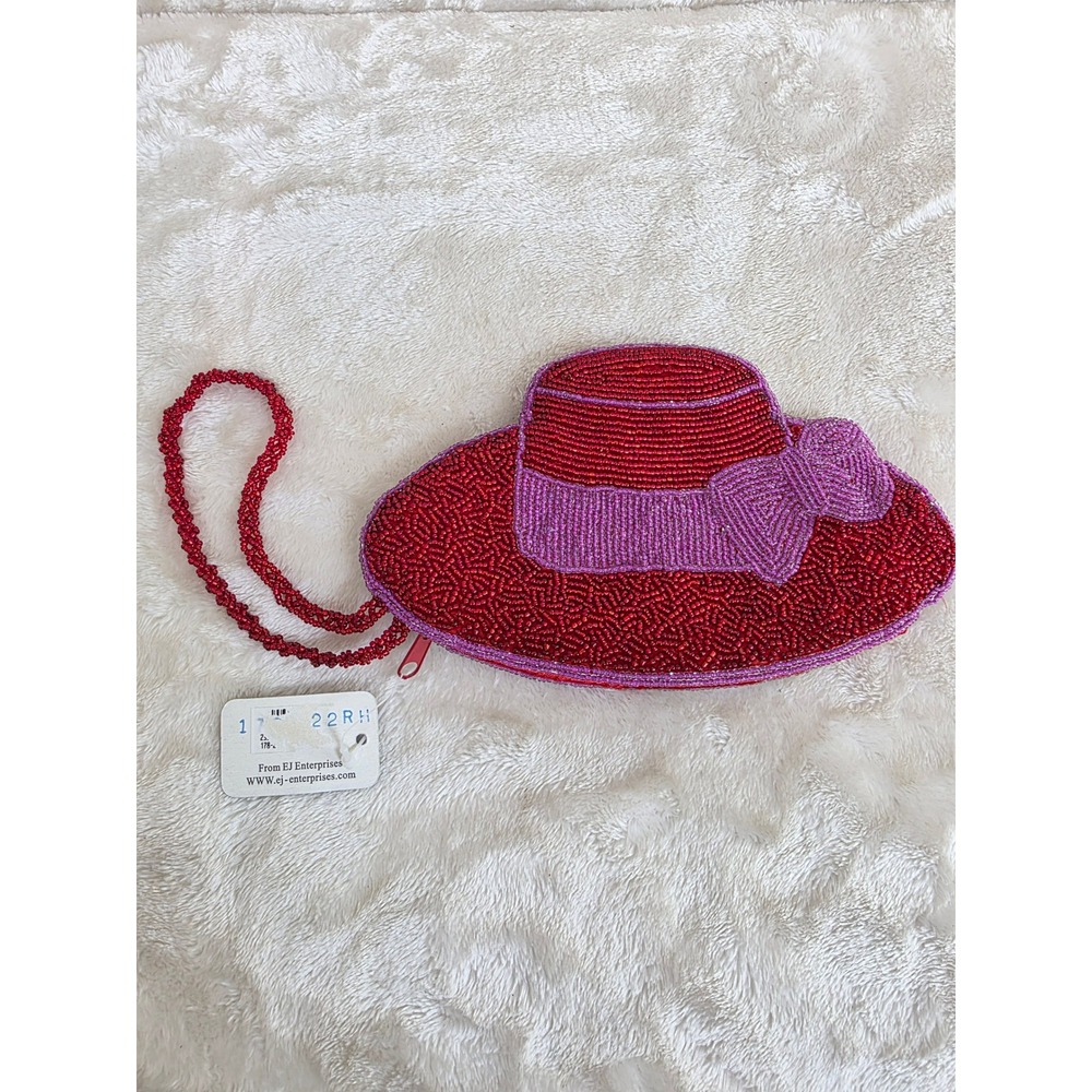 Red Hat Society Beaded Bag Bow Whimsical Novelty Purse EJ Enterprises
